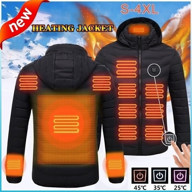Upgrade Herren Winter Jacken Beheizte USB Mit Kapuze Arbeit Jacke Mäntel Einstellbare Temperatur Control Sicherheit Kleidung Heizung Weste Mantel