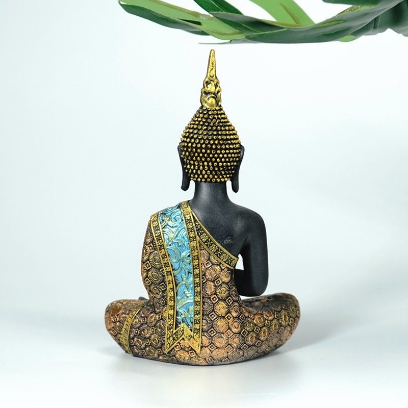 Estatua de Buda tailandés VILEAD de 16cm, figuritas de resina de Buda tailandés, decoración del hogar para sala de estar Fengshui