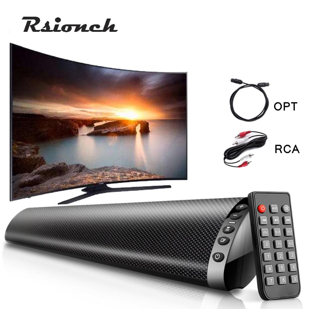 Rsionch Wall Mountable Home Theater TV Soundbar Speaker OPT AUX Input Stereo Surround Speakers with Remote Control Sound System