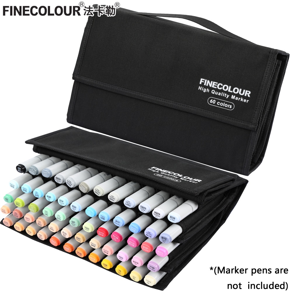 FINECOLOUR Marker Pen Case Large Zipper Bags for Art Marker Fineliner Organized Portable Convinient Pencil Case Art Supplies