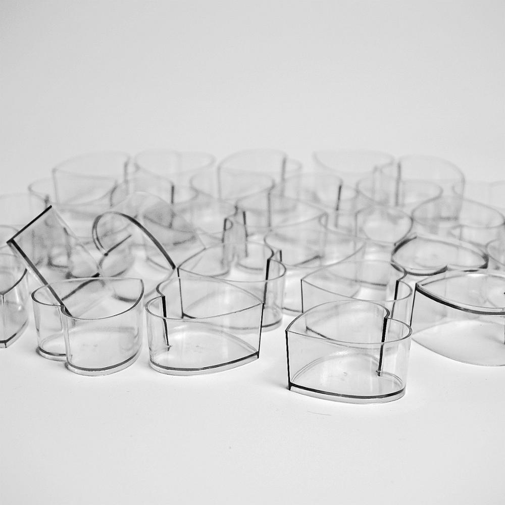 Hart Vorm Plastic Theelicht Cups/Kaars Houders 100 stuks met lont