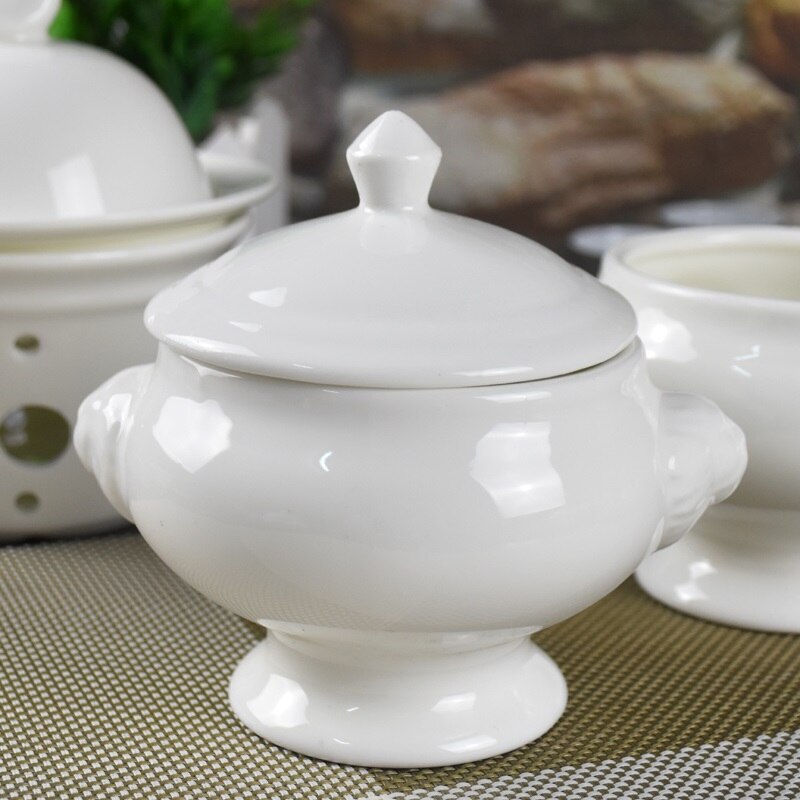 Hotel keramische servies Frans gebak bakken cup soep in een cup nest kom met cover stoofpot soep dessert