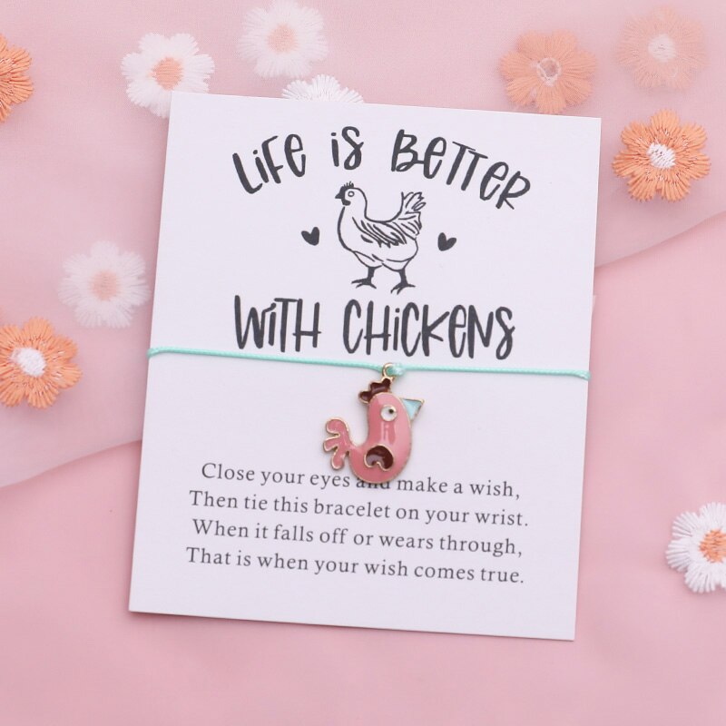 Kip Wish Armband Grappige Kip String Animal Vriendschap Armband Kip Sieraden Vrouwen Mannen Beste Vriend Interessante: Green