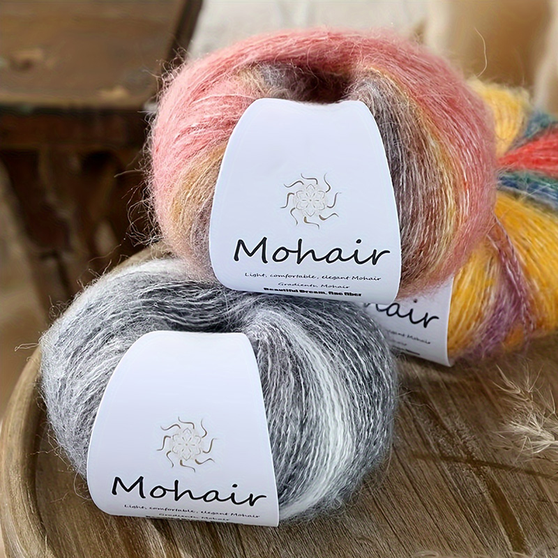 Ovillo de lana de Mohair degradado para tejer a mano, hilo de ganchillo suave y cálido, segmento de lana de bebé, hilo teñido para suéter, sombrero y bufanda, 25g por bola