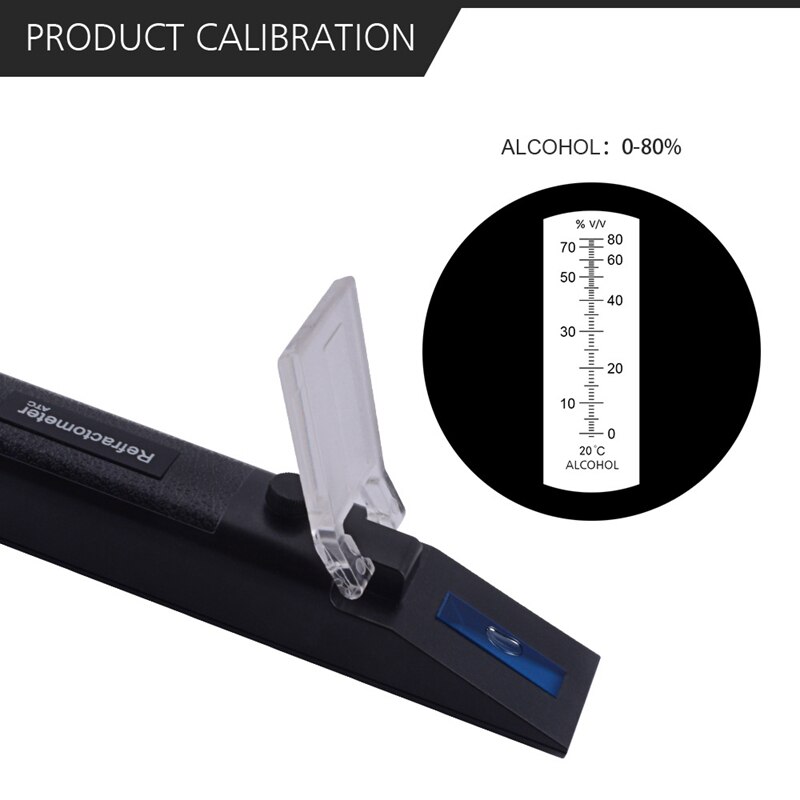 Handheld 0-80% Alkohol Refraktometer Schnaps Konzentration Destilliertem Alkohol Tester Meter Densitometer Alkohol ATC Refraktometer