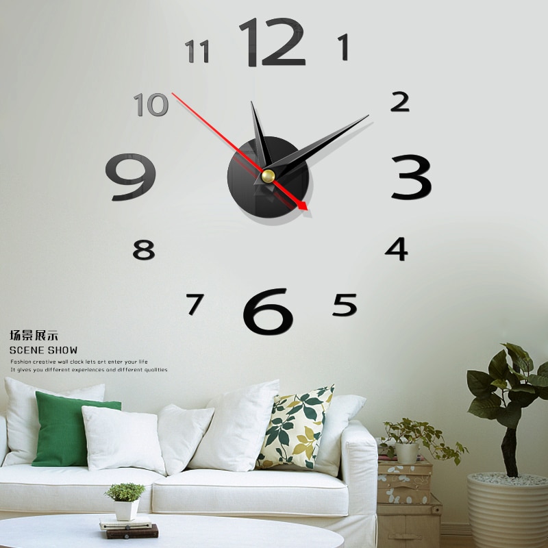 Relógio de parede 3d de acrílico espelhado, relógio para parede de diy, decoração de casa, agulha moderna de quartzo, adesivos para parede