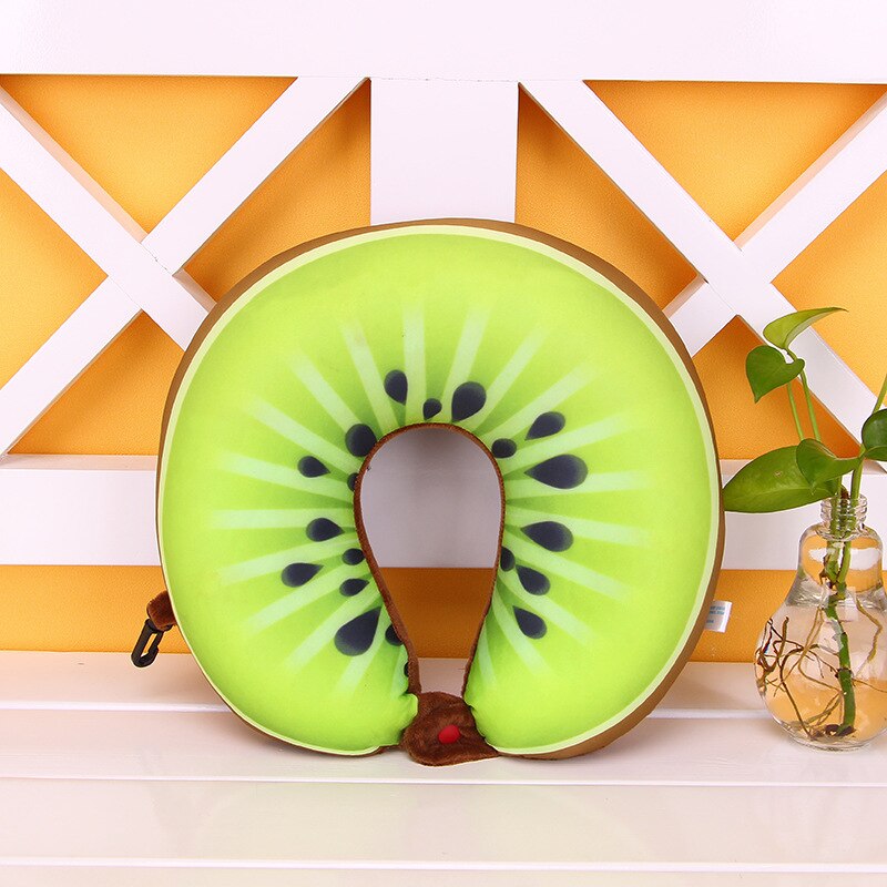 Hazybeauty U Shape Memory Foam Kussen Vliegtuig Fruit Watermeloen Vorm Reizen Vliegtuig Kussen U-vorm Nek Kussens 28x30cm: Kiwifruit