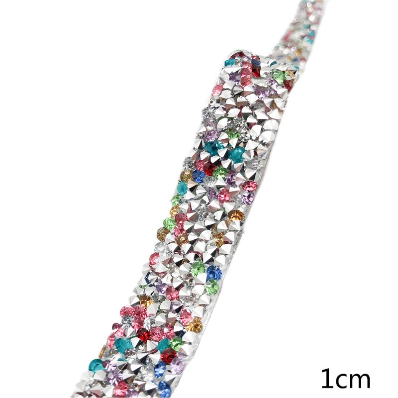 1 yard harpiks rhinestone bånd fix tape wrap glitter faux crystal trim strip jern på til bryllupsfest diy dekoration
