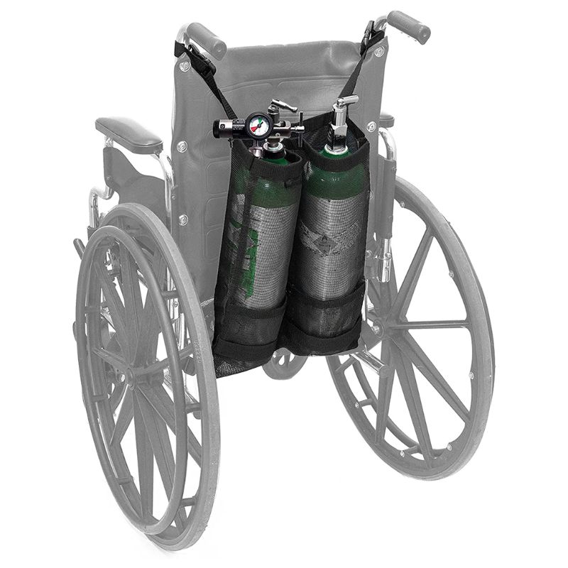 Rullstol dubbel syre cylinder väska universal rullstol dubbel syretank bärbar nätförvaringspåse svart hängande väskor