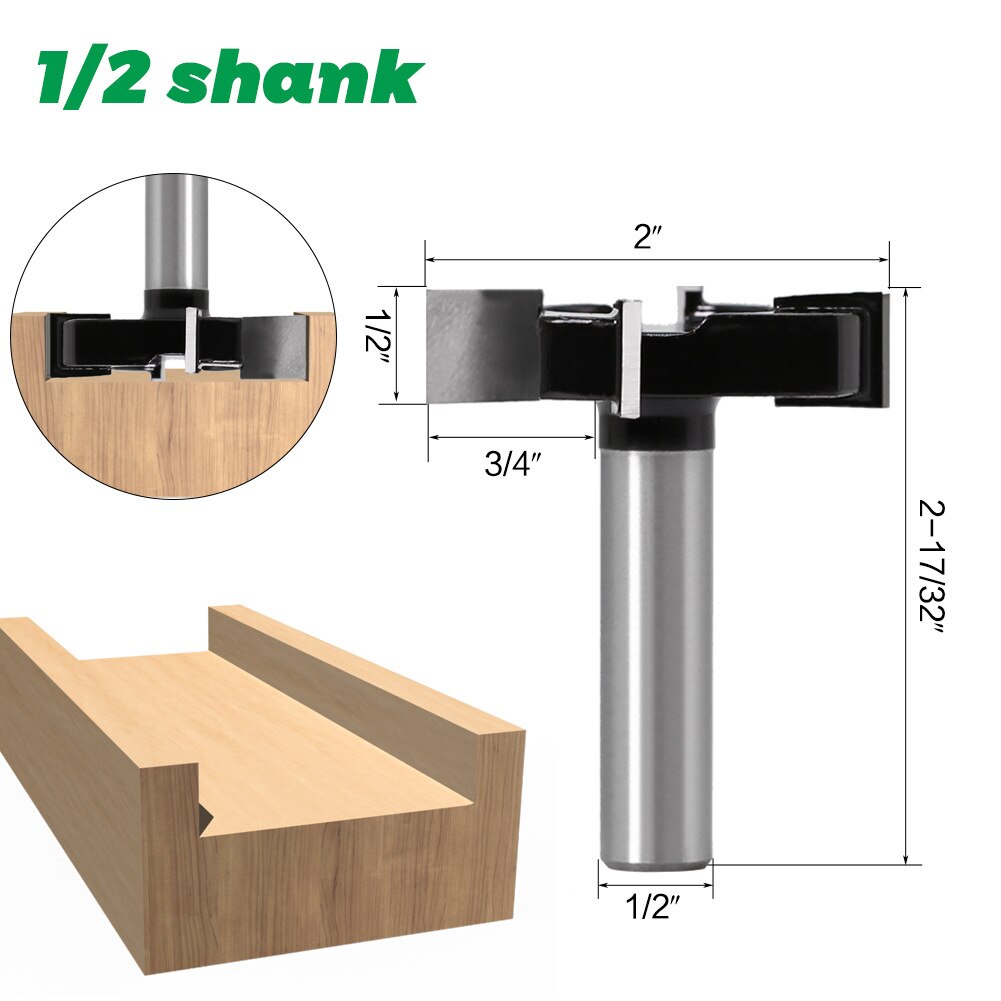 Slab Flattening Router Bit Planing Bit Wood 1/2 inch 12mm Shank 2 inch Cutting Diameter CNC Spoilboard Surfacing Router Bits: B