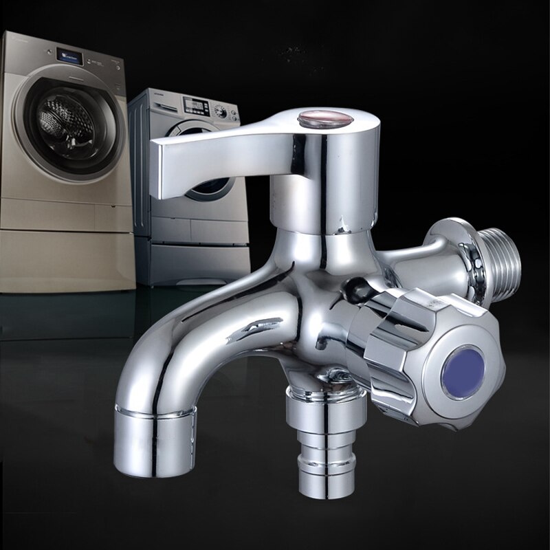 Brass Washing Machine Tap 1 in 2 out Water Faucet Wall Mount Bibcock Garden Laundry Mop Pool Tap Dual Handle Washing Machine Tap