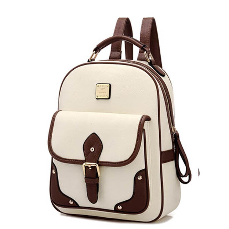 Patchwork dames reistas dames pu leren rugzak meisjes schoolrugzak emmertas: Wit