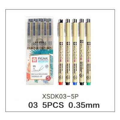 0.2mm-1mm sakura skitse farver mikron pen overlegen markører pen sæt fin liner pigma til tegning manga arkitektoniske kunstforsyninger: 03 (0.35mm) 5 stk