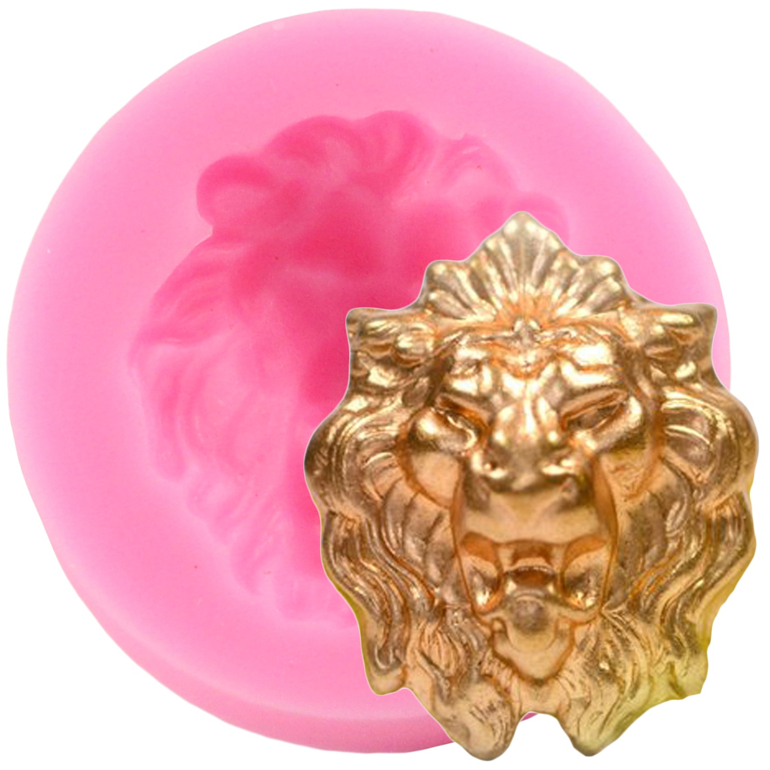 Moule 3D en Silicone à tête de Lion pour Fondant, chocolat, animaux, bricolage, outils de décoration de gâteau d&#39;anniversaire pour bébé, moules en résine d&#39;argile