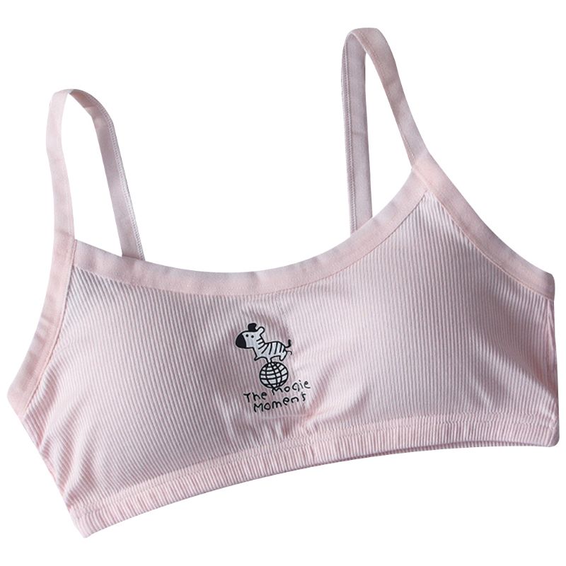 Student Girl Spaghetti Straps Training Bra Underwear Cute Cartoon Zebra Planet Animal Print Bralette Thread Ribbed Wireless Vest: 1