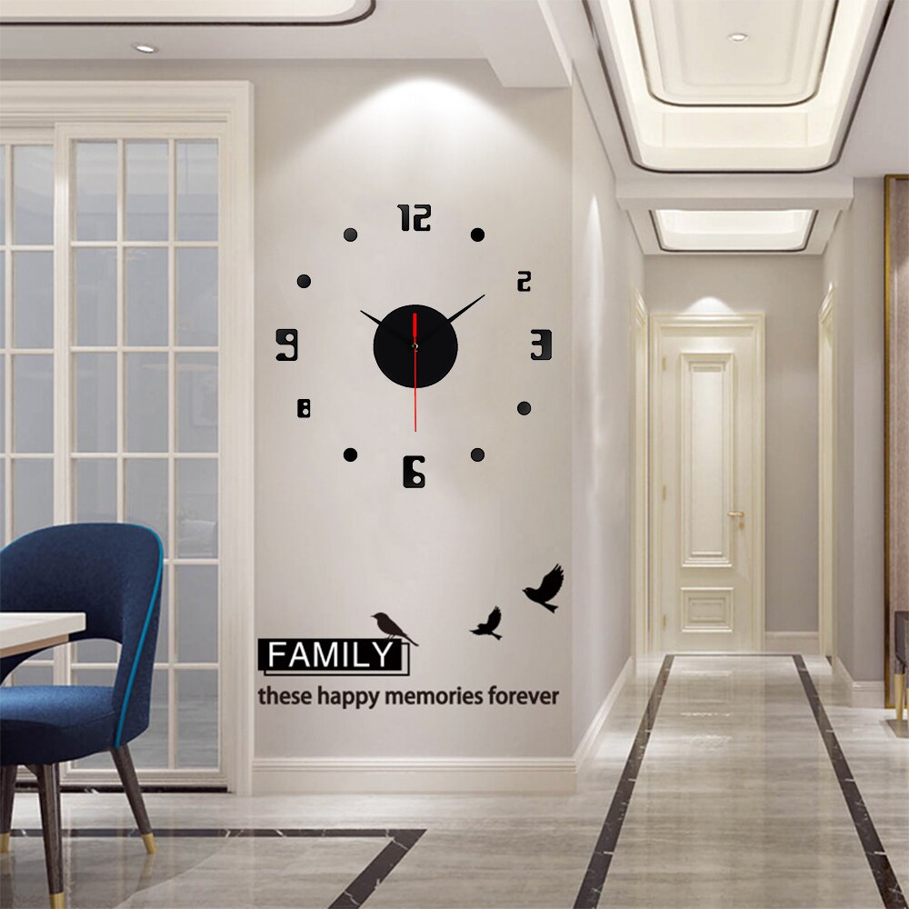 Wall Clock 3d DIY Mute Wall Clock Acrylic Mirror Sticker Quartz Watch Wall Hanging Clock Art Sticker Decal Home Decor