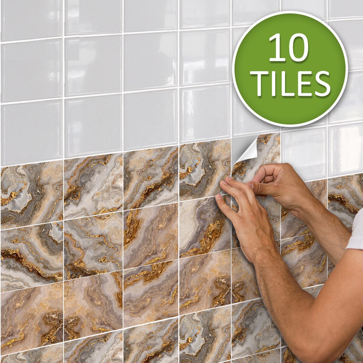 15/20cm Marble Tile Sticker PVC DIY Self-adhesive Wall Sticker for Bathroom Kitchen Camper Home Decor