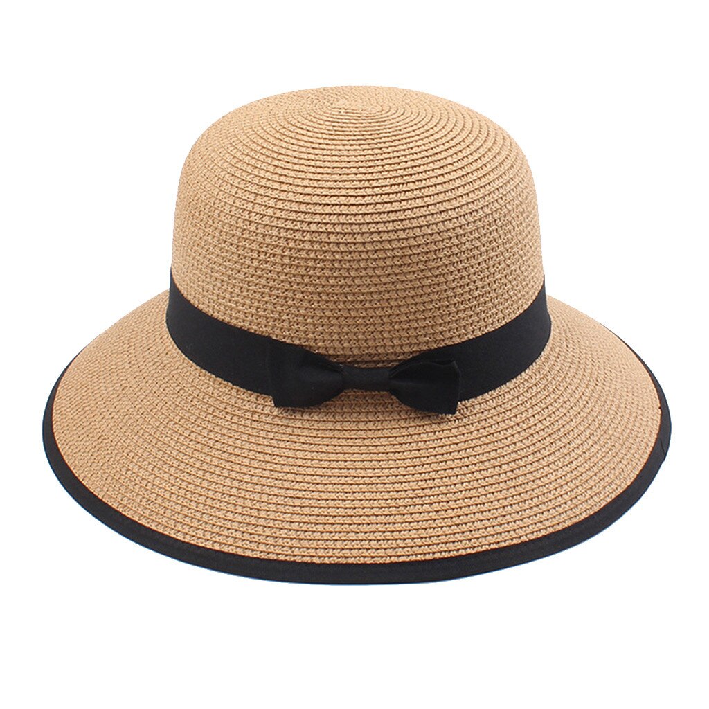 2020 moda praia palha chapéu feminino verão uv chapéu de sol das mulheres dobrável protetor solar pescador tampões dobrável enrolar floppy chapéus: CO