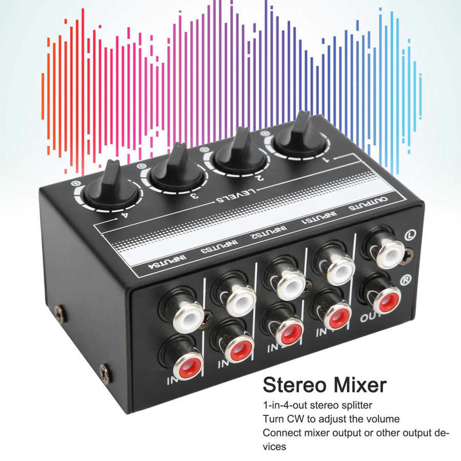 Stereo Mixer Uitgebreide Controle Audio Splitter Box -12dB Gain Voor Cd Spelers Voor Kleine Club Stereo 4 ‑Channel Hub audio Effect