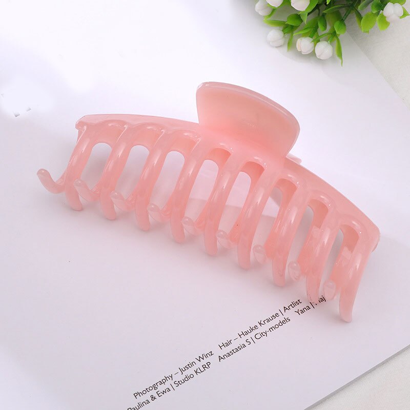 Koreaanse Acryl Haarspelden Grote Haar Claws Clip Geometrische Barrette Krab Snoep Kleur Shark Clip Paardenstaart Bad Clip Haar Accesoires: Roze