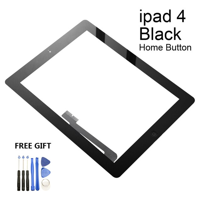 Voor Apple Ipad 4 Touch Screen A1458 A1459 A1460 Vervanging Digitizer Sensor Glass Panel Lcd Outer: Black With Button
