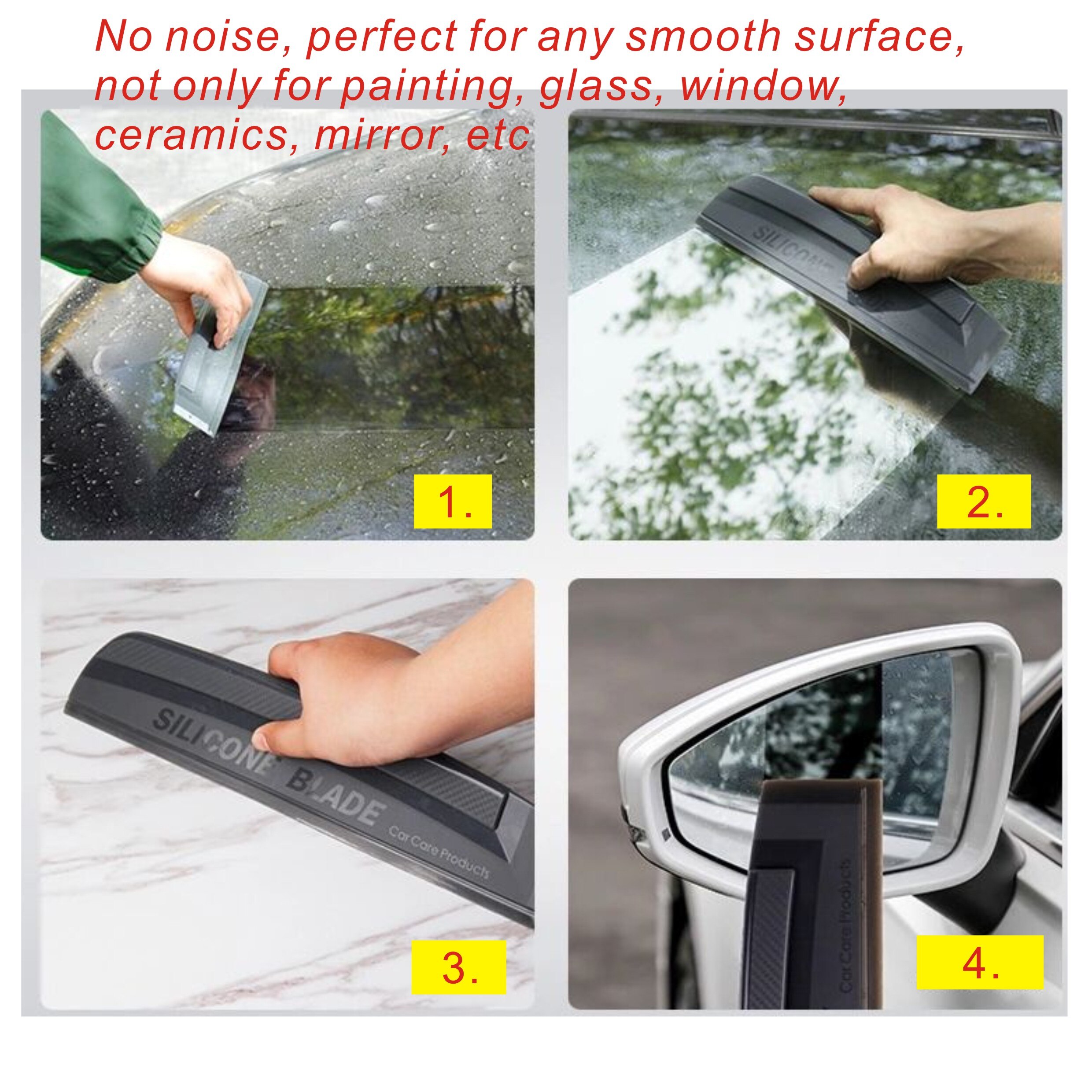 1pc Eco-friendly Silicone Water Wiper Dark Grey Car Washing Squeegee Window Cleaning Meets Japan Standard
