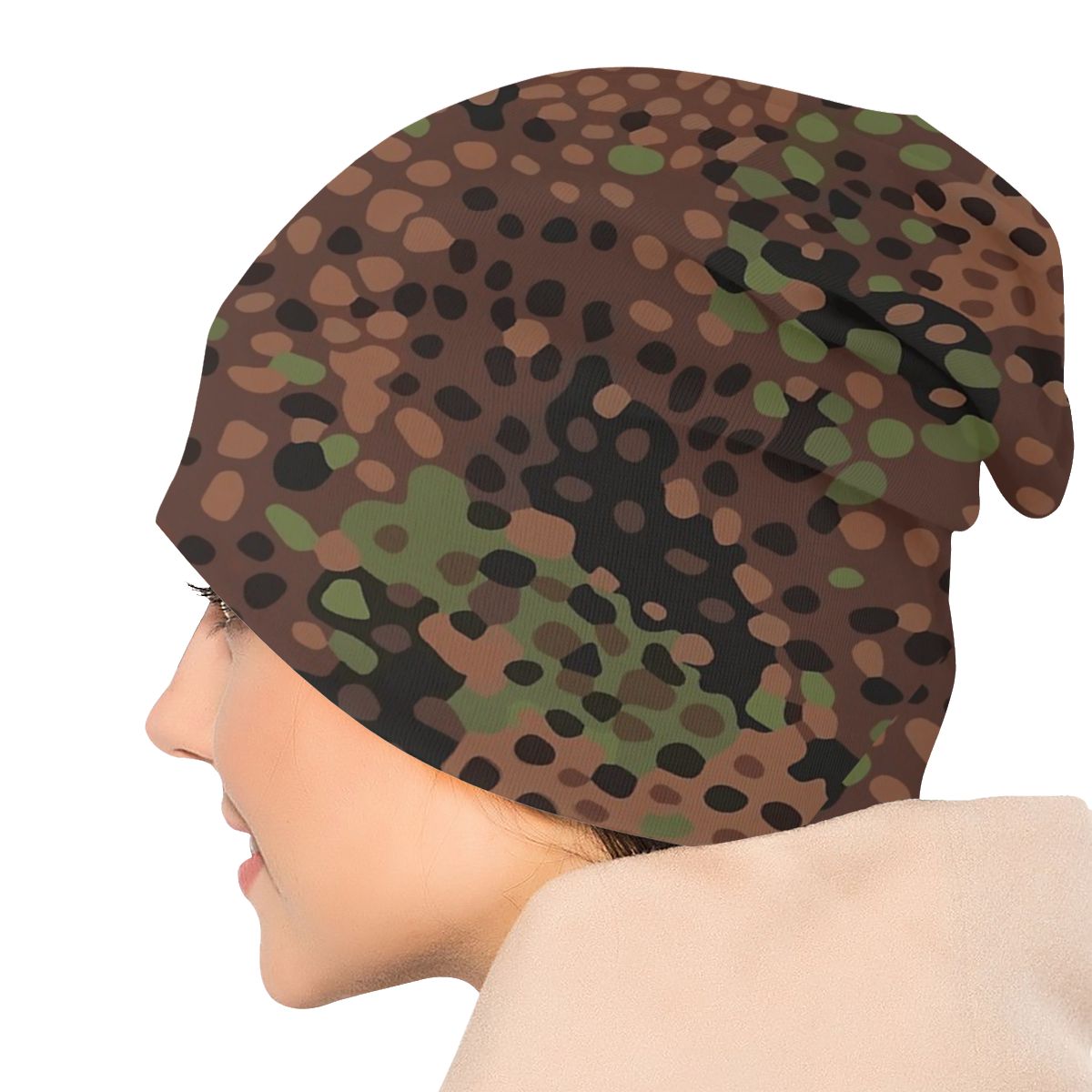 German Erbsenmuster Camo Skullies Beanies Animal Leopard Leather Hats Outdoor Caps Warm Multifunction Bonnet Knit Hat