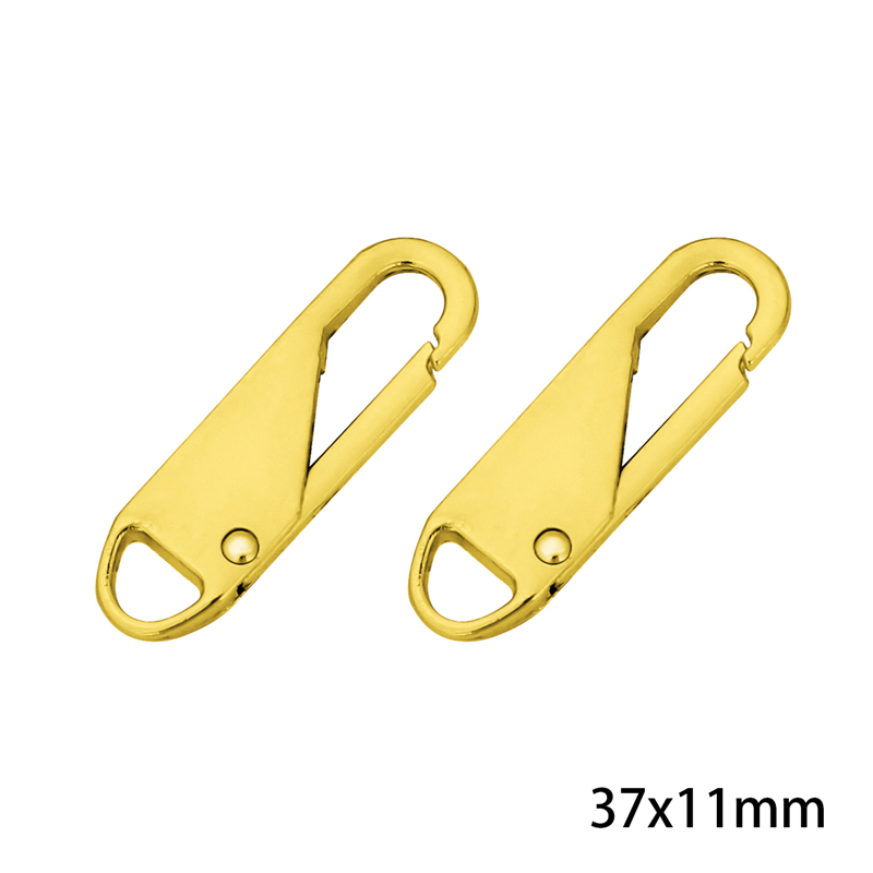 2Pcs Metal Removable Spring Zipper Pull Tab Universal Clothes Backpack Repair And Replacement Zipper Accessories: No.3 Gold