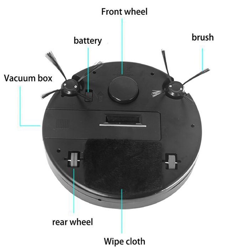 Multifunctional Smart Floor Cleaner,3-In-1 Auto Rechargeable Smart ing Robot Dry Wet ing Vacuum Cleaner Black