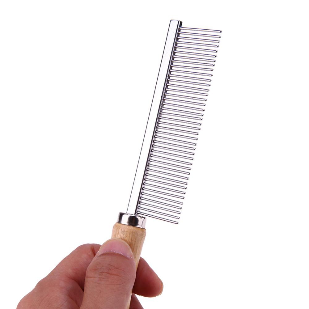 Stainless Steel Single Row Needle Comb For Dog Wooden Handle Pet Grooming Combs Dog Cat Cleaning Tool