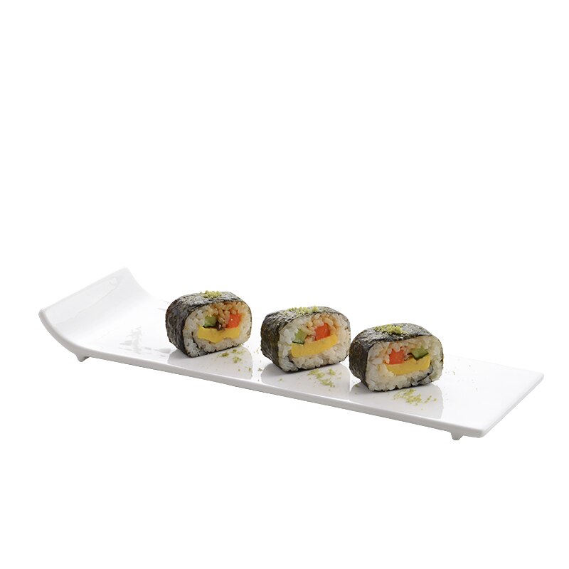 Pure white hotel tableware ceramic flat plate warped side plate rectangular flat plate sushi plate cake plate western-style plat