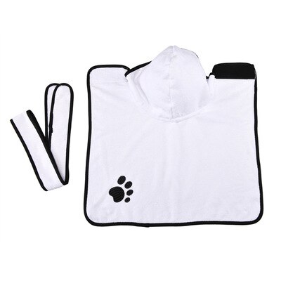 Serviette de bain pour chien en microfibre serviette de séchage pour animaux de compagnie Super absorbante pour petits chiens de taille moyenne: WHITE / M