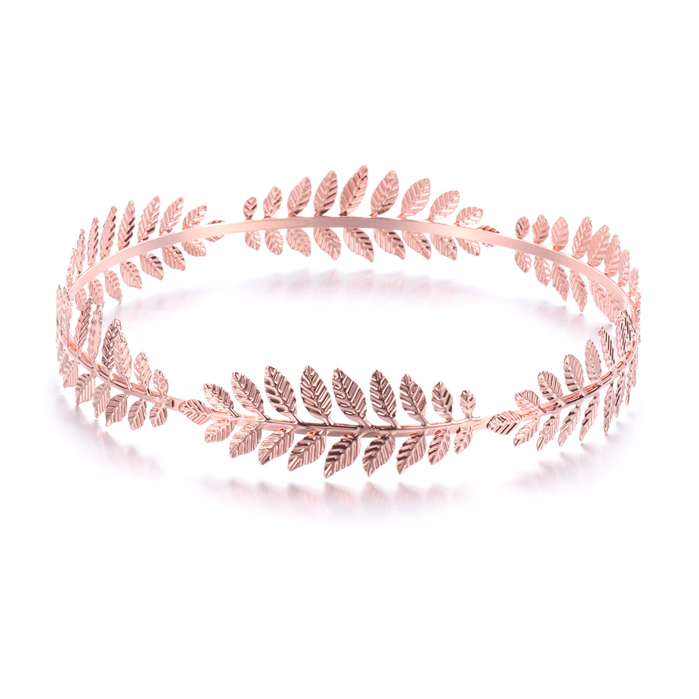 Serre-tête en forme de feuille dorée pour femme, accessoire de coiffure de mariée, diadème romain, couronne, bijoux: Ivoire
