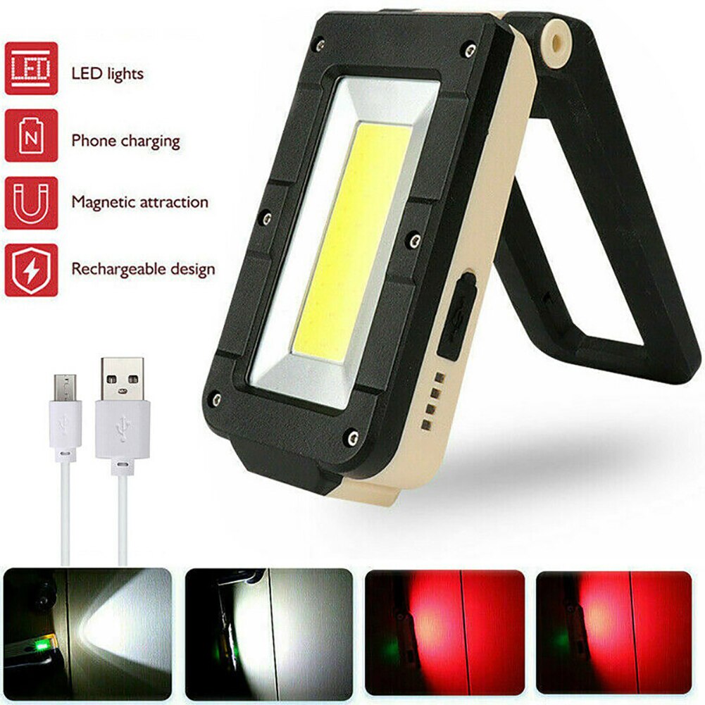Foldable Magnetic USB Rechargeable LED Work Light COB Inspection Lamp Torch