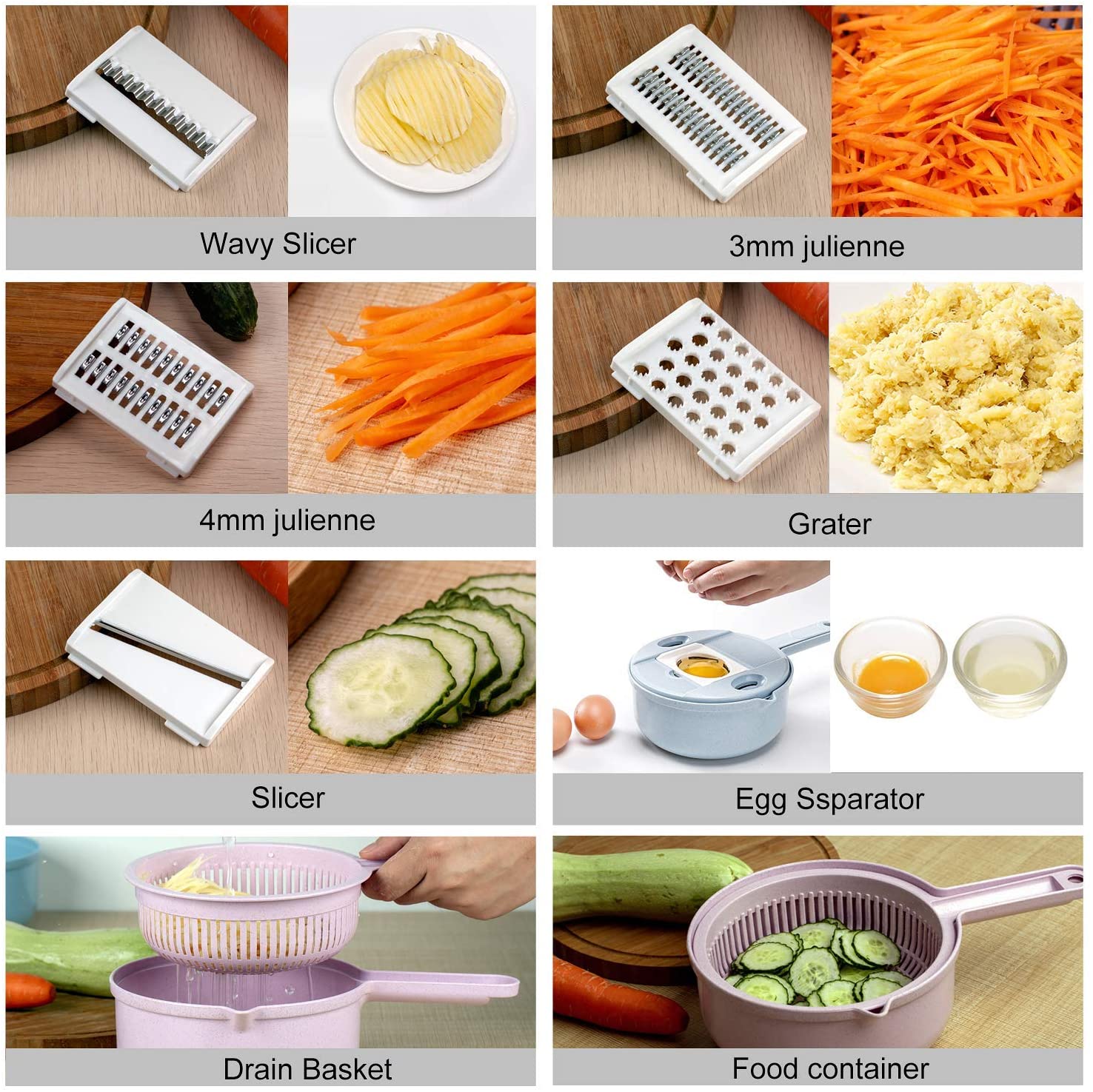 Wheat Straw Slicer Cutter Chopper Vegetable Cutter Grater Round Kitchen Multifunction Shred Grater Fruit Peeler Wash Leak Basin