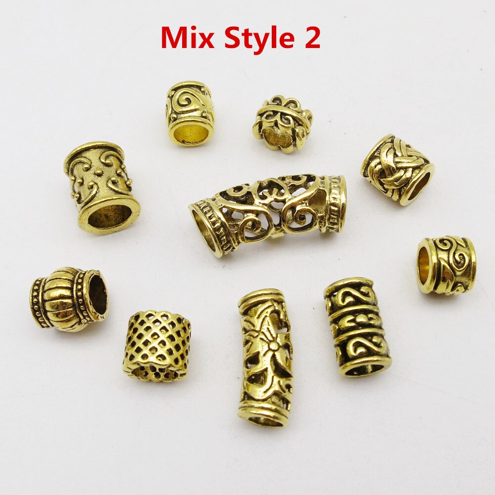 Runas vikingas trenzadas para el cabello, anillos de cuentas, accesorios para manualidades, 10 unids/paquete: 10pcs Mix Style 2