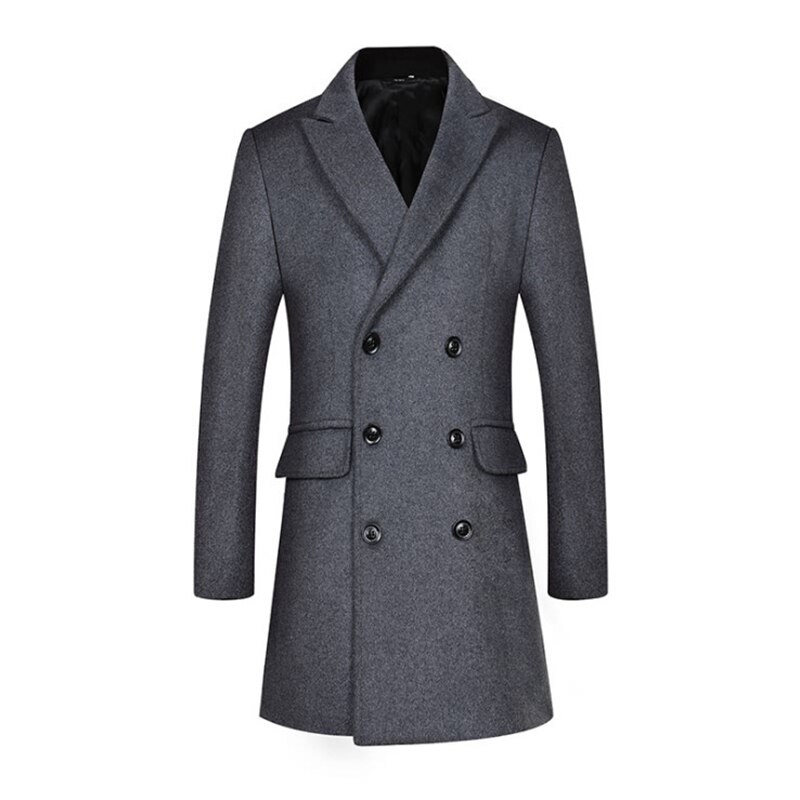 Manteau de laine d'hiver hommes Double boutonnage pardessus Style britannique Trench manteau hommes caban laine mélanges veste sans écharpe