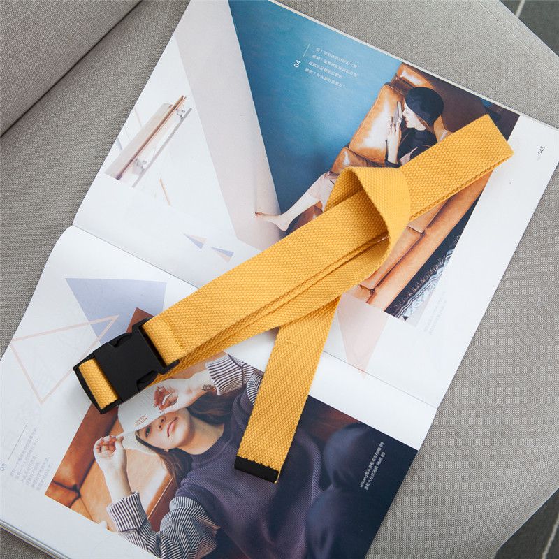 Kvinder mænd firkantet enkel alsidig plast spænde vævet lærred nylon bælte neutral blød enkel bælte: Y