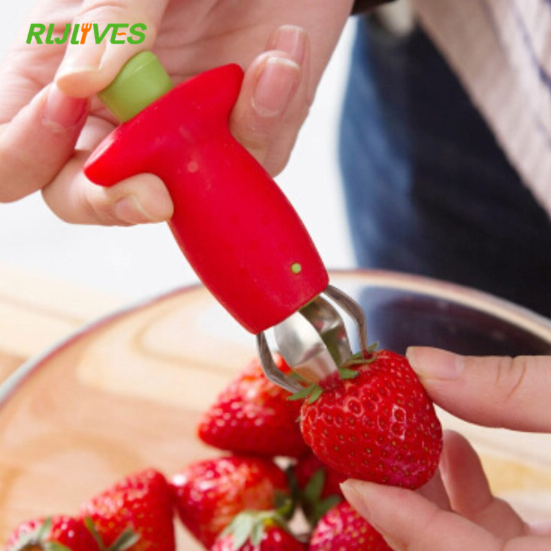 Descascador de morangos e frutas, dispositivo de remoção de caules, talhas de tomate, faca de morango, removedor de caules, fatiador de frutas, 1 peça