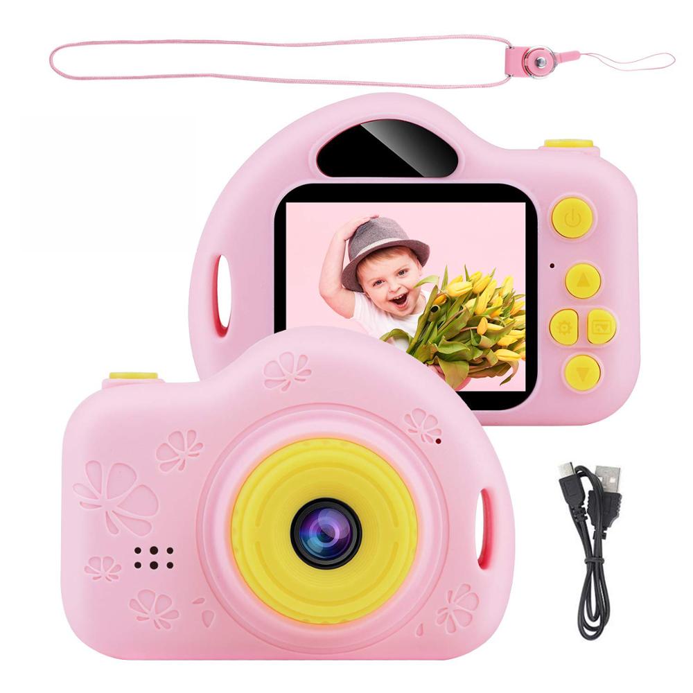 freundlicher Kamera Spielzeug HD 1080P Digitale Foto selfie Video Kamera freundlicher Digital Zoomen Camcorder mit Blitz Speicher Karte: Rosa / mit 32GB TF Karte