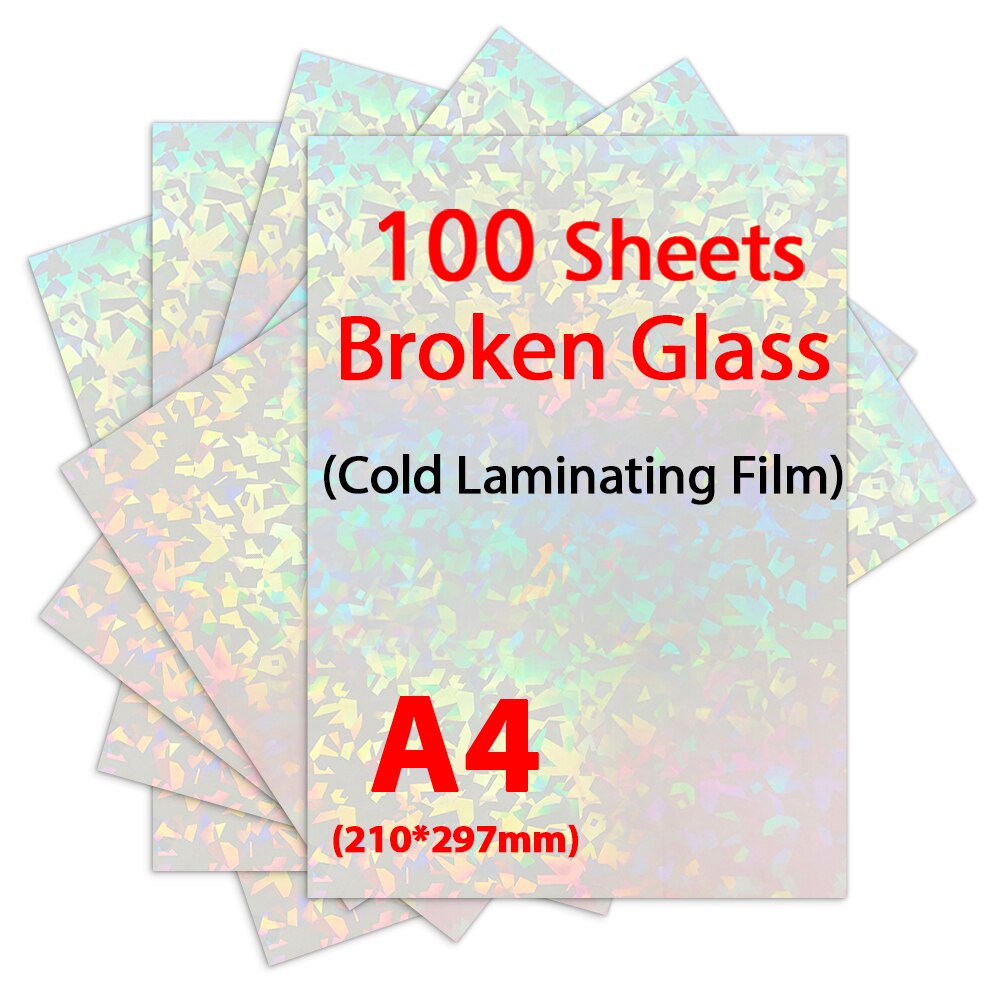 100 Sheets Self Transparent Foil Adhesive Tape Broken Glass Cold Laminating Film On Paper Plastic DIY Package Color Card Photo