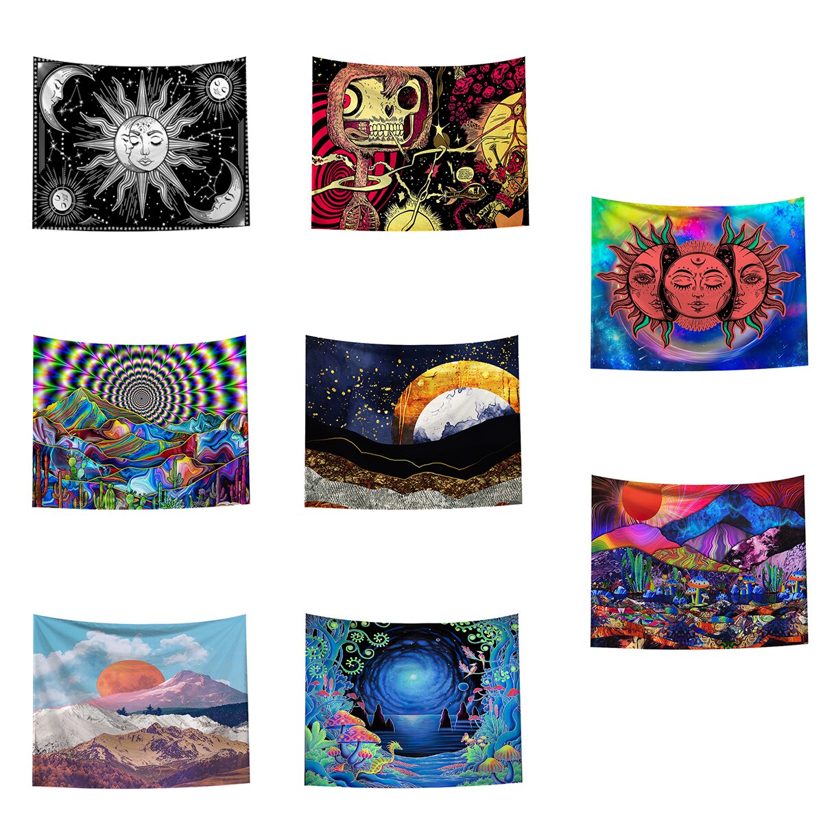 Tapisserie murale psychédélique bohème, tapisserie décorative pour salon, chambre à coucher, décoration d'intérieur, 95 x 73cm