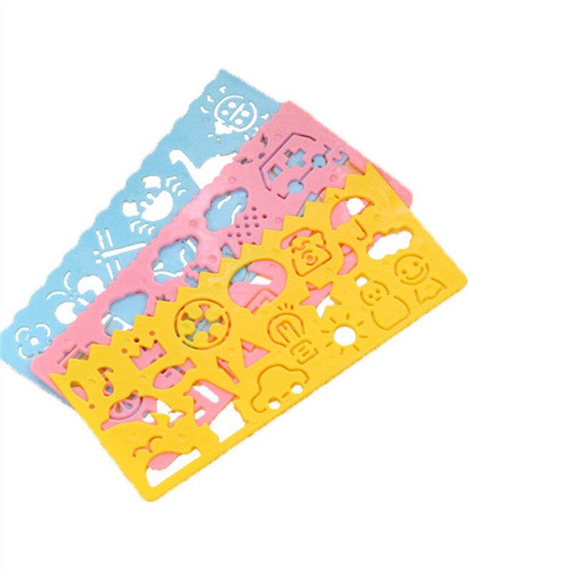 1/2/3Pcs Leuke Art Grafische Symbolen Tekening Sjabloon Briefpapier Heerser Kids Opstellen Stencil Speelgoed Voor kinderen Kids Student: 3pcs random