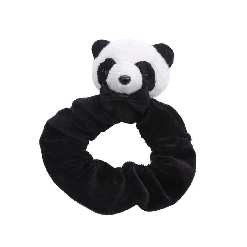 Pinza de pelo peluda de Panda, coletero de pelo de Animal de dibujos animados, diadema de felpa bonita para maquillaje, accesorios para el cabello de cara: 3