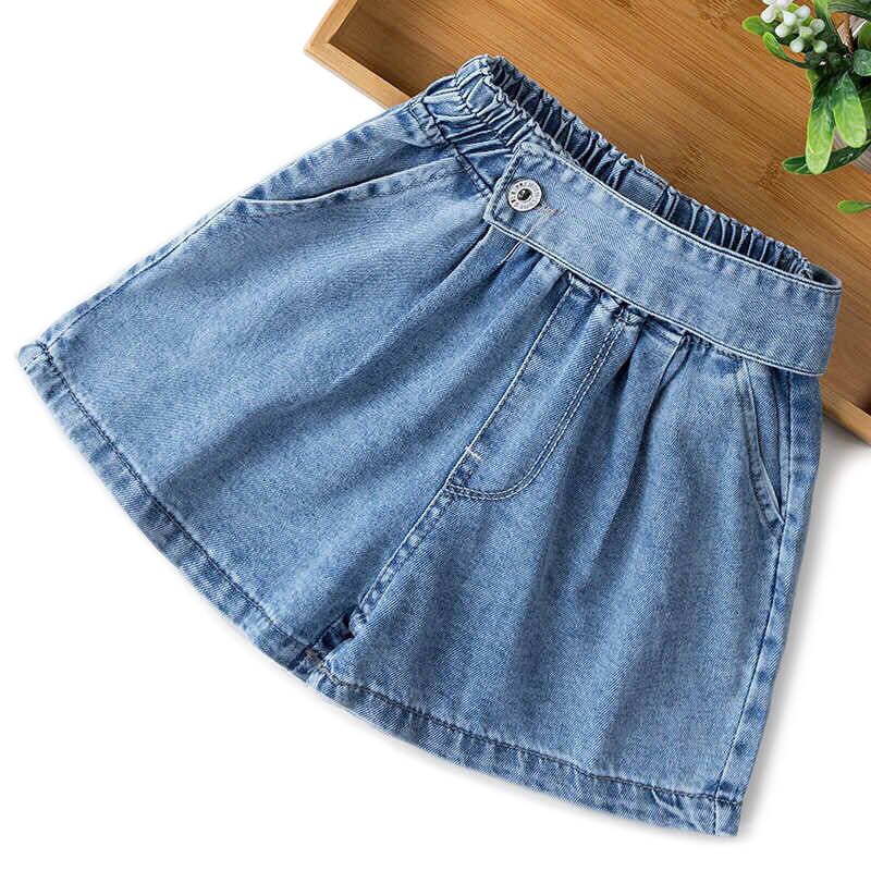 Girls Denim Shorts Blue Summer Children Shorts For Girls Age 4 6 8 10 12 Years Teenage Girl Jeans Kids Bottoms: Button / 10