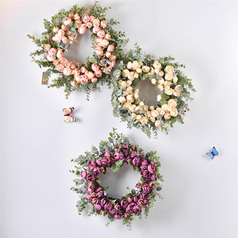 13.78in Künstliche Kranz Lebensechte die Seide Blume Kranz Hängen Kranz Für Hochzeit 35cm Tür Kranz Hause Dekoration Liefert