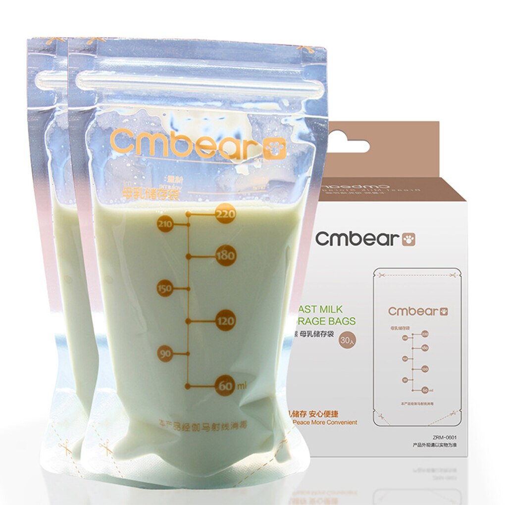 Lot de 30 sacs de congélation pour lait maternel de 220ml sans BPA, sachets de stockage pour aliments de bébé