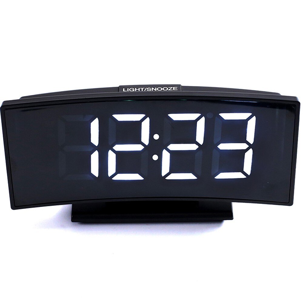 Clock with Date and Temperature Multifunctional Large Screen Digital Display Electronic Table Clock Mute LED Mirror: White