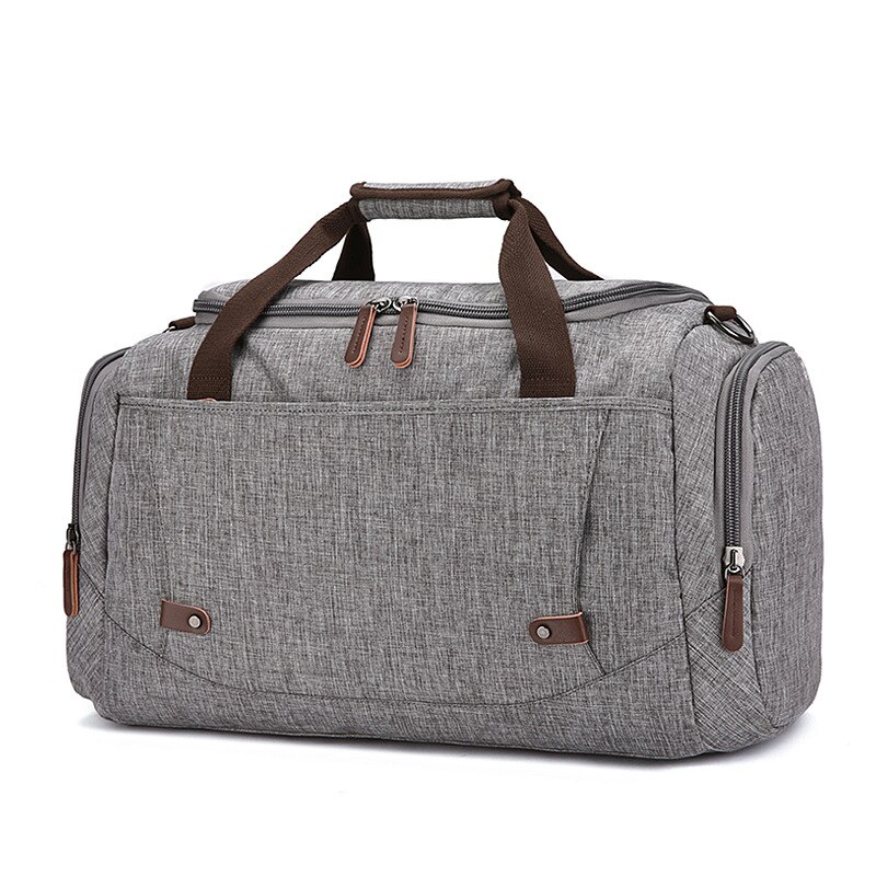 Retro Stijl Grote Capaciteit Canvas Business Travel Handtas Mannen Effen Kleur Vouwen Boarding Tas Grote Reistas: Gray