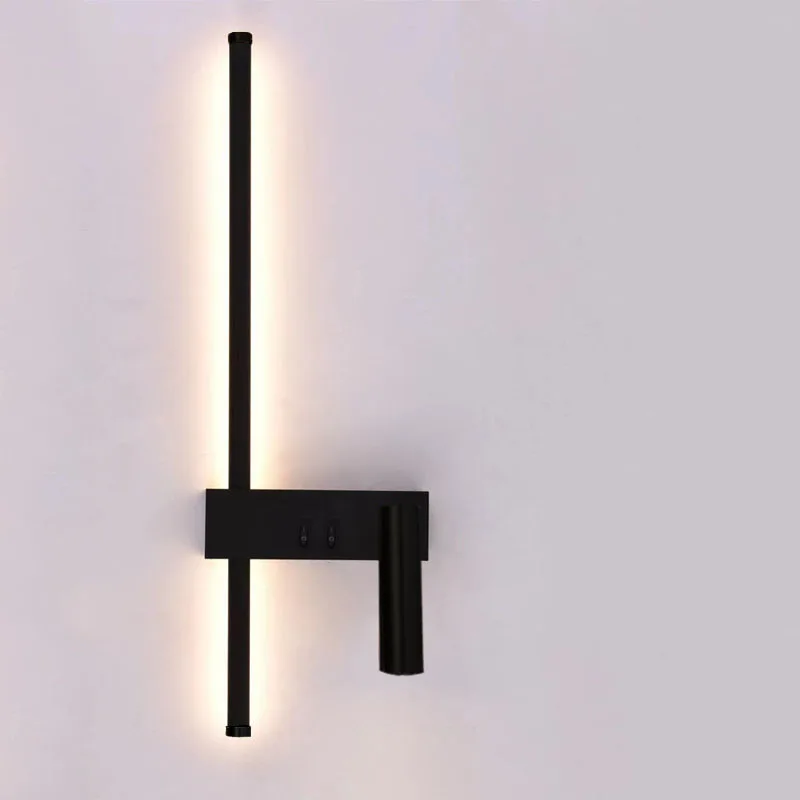 Lese- med bryter minimalistiske vegglamper soverom nattbordslamper nordiske hovedsoverom linjebakgrunnsvegglamper: Foranderlig / 6w